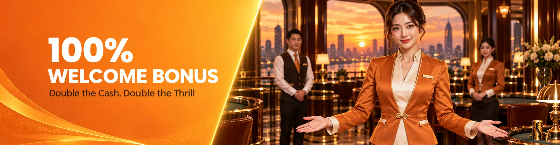100% Welcome Bonus - Double the Cash, Double the Thrill